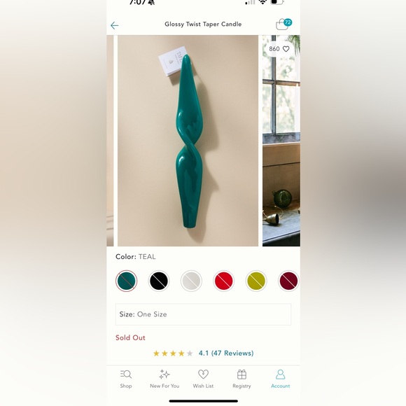 Anthropologie Glossy Twist Taper Candle - Picture 6 of 14